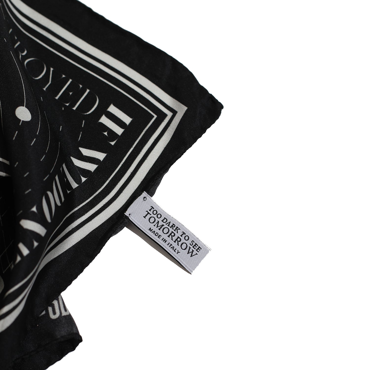 BLACK AND WHITE SQUARE SILK SCARF