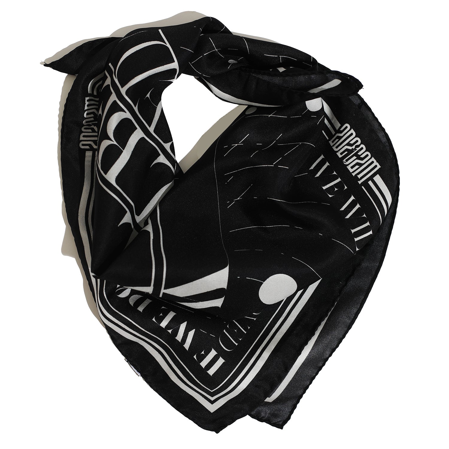 BLACK AND WHITE SQUARE SILK SCARF