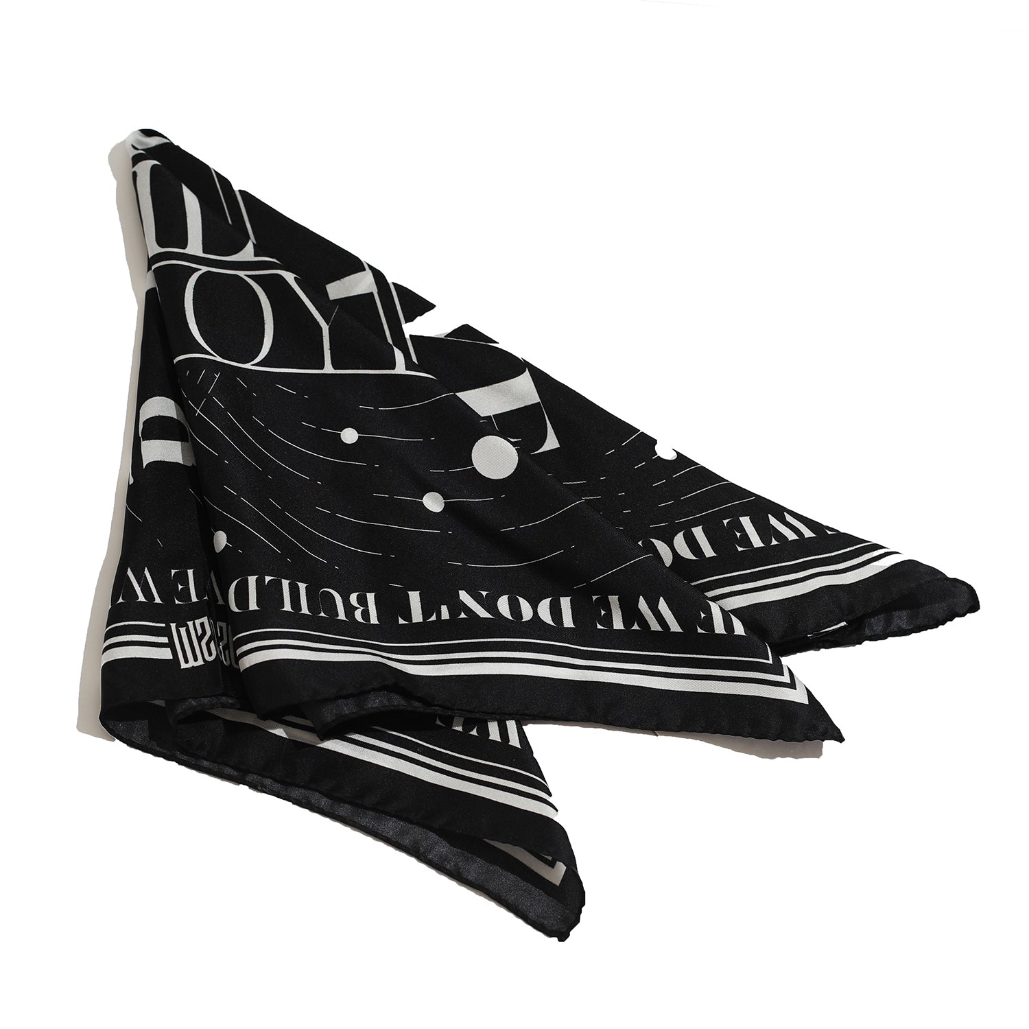 BLACK AND WHITE SQUARE SILK SCARF