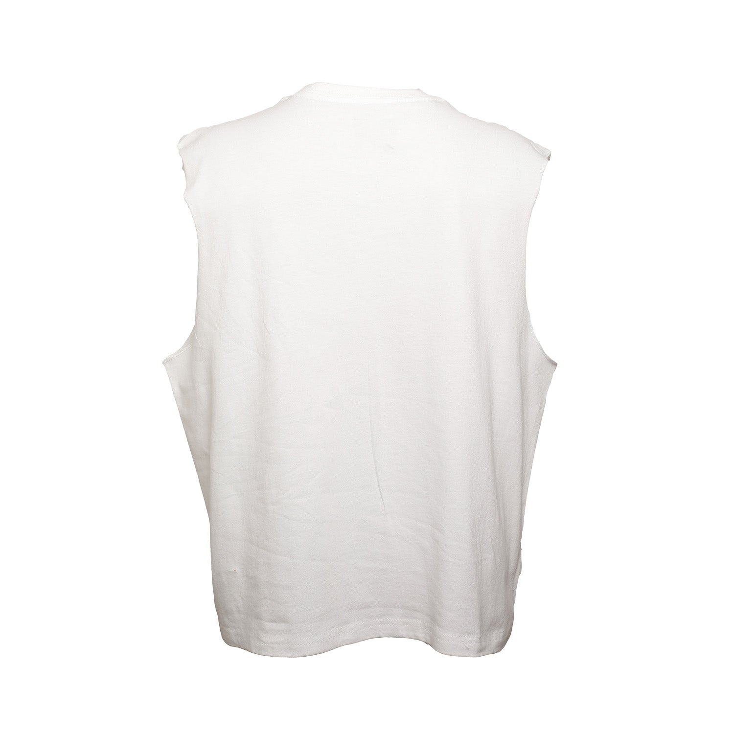 WHITE SLEEVELESS GRAPHIC T-SHIRT